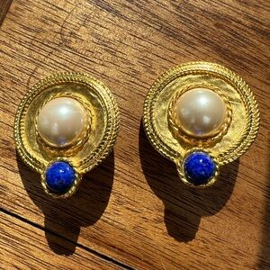 Vintage Les Bernard “Divine Etruscan Revival” clip on earrings